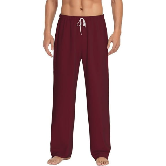 Bixox Men's Maroon Patterned Pajama Pants with Pockets Lounge Clothes for Home