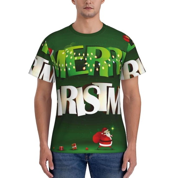 Bixox Men's Merry Christmas Printed Short Sleeve Skinny Athletic T-Shirt