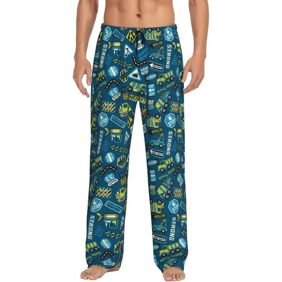 Bixox Men's Modern Excavator Patterned Pajama Pants with Pockets Lounge Clothes for Home