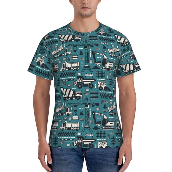 Bixox Men's Modern Excavator Printed Short Sleeve Skinny Athletic T-Shirt