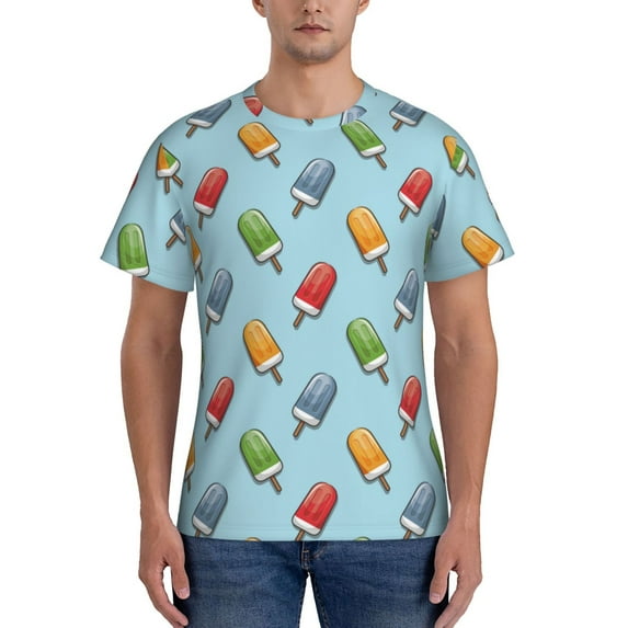 Bixox Men's Modern Ice Cream Printed Short Sleeve Skinny Athletic T-Shirt