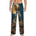 thumbnail image 1 of Bixox Men's Moon Night Sky Cute Rabbit Patterned Pajama Pants with Pockets Lounge Clothes for Home, 1 of 1