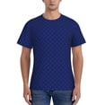 thumbnail image 1 of Bixox Men's Navy Blue Printed Short Sleeve Skinny Athletic T-Shirt, 1 of 6