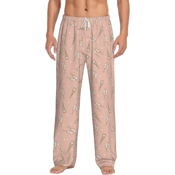 Bixox Men's New Year'S Eve Party Patterned Pajama Pants with Pockets Lounge Clothes for Home