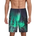 thumbnail image 1 of Bixox Men's Northern Lights 2 printed lightweight casual shorts, soft sleep shorts with pockets., 1 of 5