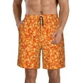 thumbnail image 1 of Bixox Men's Orange Glitter printing Casual Classic Fit Short Summer Beach Shorts, 1 of 6