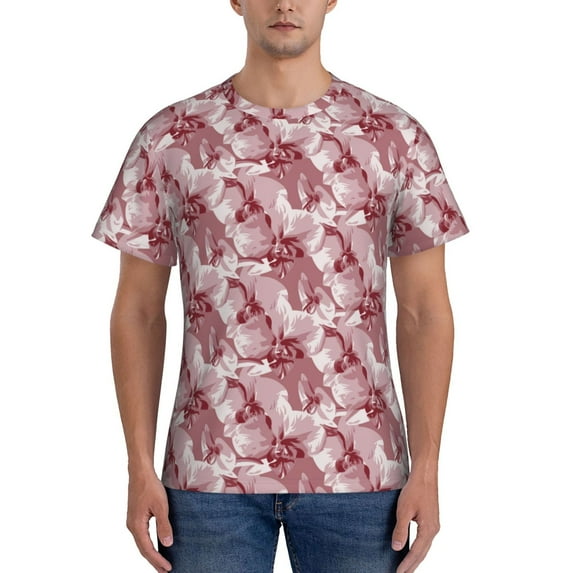 Bixox Men's Orchids Flowers Printed Short Sleeve Skinny Athletic T-Shirt