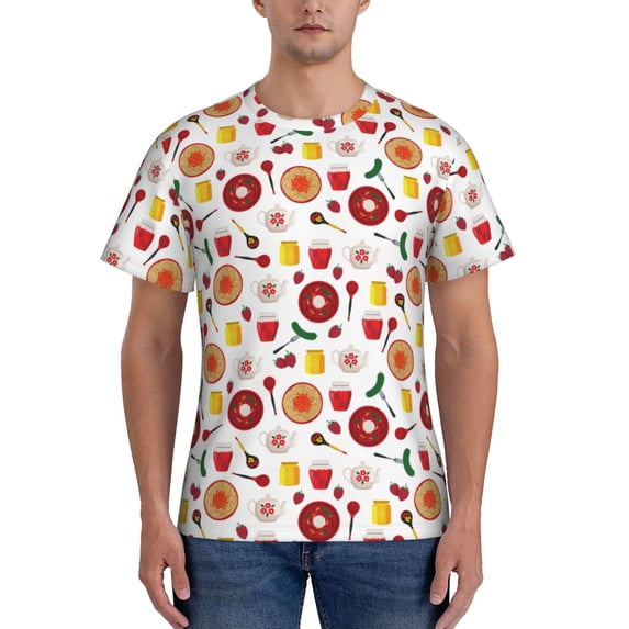 Bixox Men's Oriental Cuisine Printed Short Sleeve Skinny Athletic T-Shirt