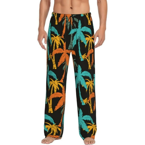 Bixox Men's Palm Trees Patterned Pajama Pants with Pockets Lounge Clothes for Home