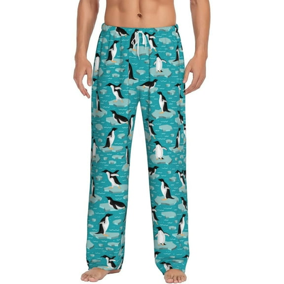 Bixox Men's Penguins On The Ice In The Sea Patterned Pajama Pants with Pockets Lounge Clothes for Home