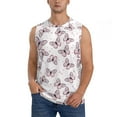thumbnail image 1 of Bixox Men's Pink Butterflies (2) Printed Shirt Sleeveless Fitness Tank Top-Large, 1 of 7
