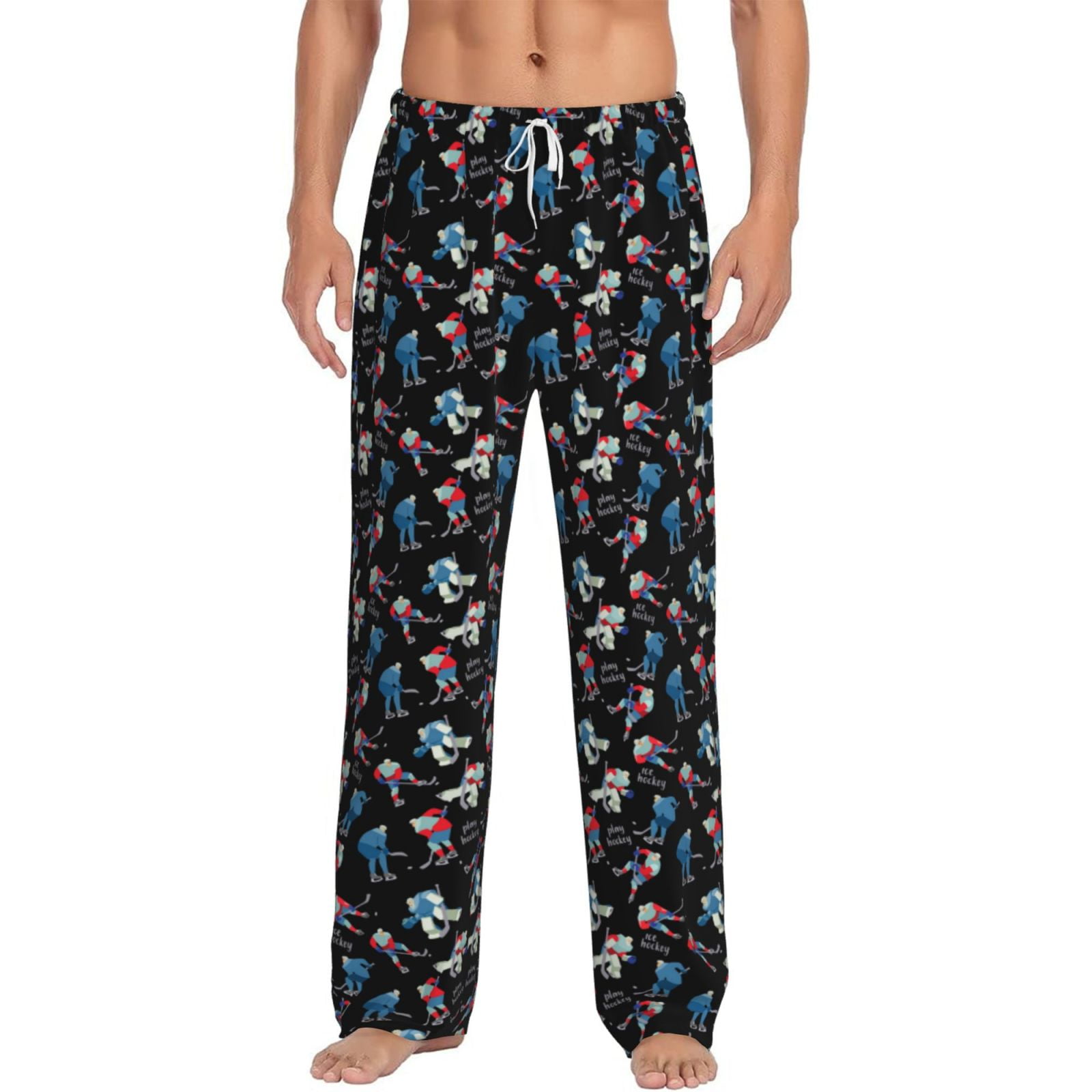 Bixox Men's Play Hockey Patterned Pajama Pants with Pockets Lounge