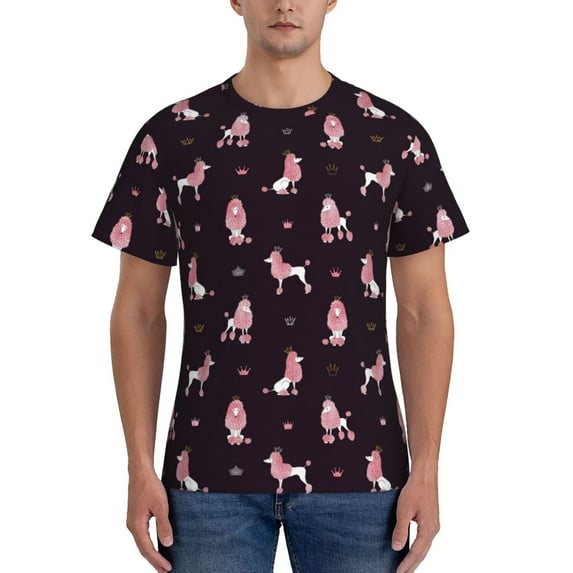 Bixox Men's Poodle Dog Printed Short Sleeve Skinny Athletic T-Shirt
