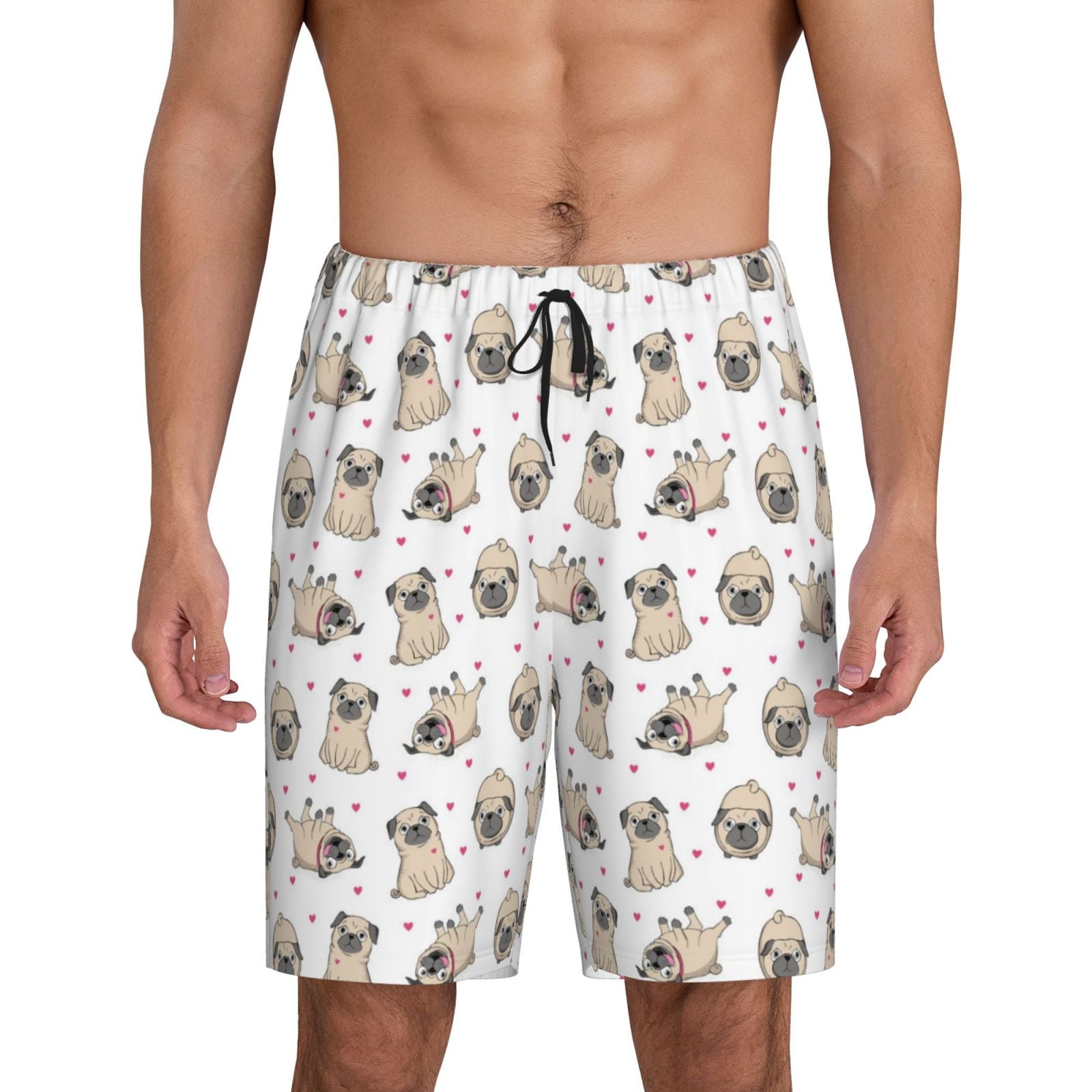Bixox Men's Pugs printed lightweight casual shorts, soft sleep shorts