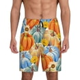 thumbnail image 1 of Bixox Men's Pumpkins Sunflowers printed lightweight casual shorts, soft sleep shorts with pockets., 1 of 7