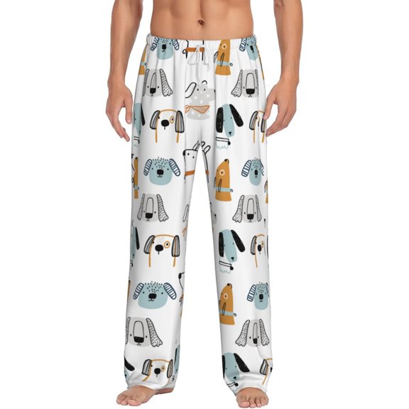 Bixox Men's Puppy Patterned Pajama Pants with Pockets Lounge Clothes for Home