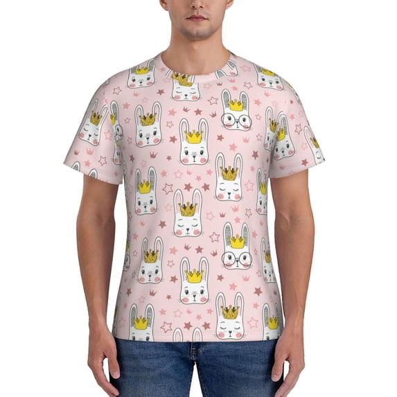 Bixox Men's Queen For Rabbit Printed Short Sleeve Skinny Athletic T-Shirt