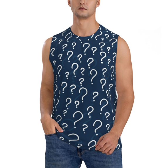 Bixox Men's Question Marks Printed Shirt Sleeveless Fitness Tank Top-3X-Large