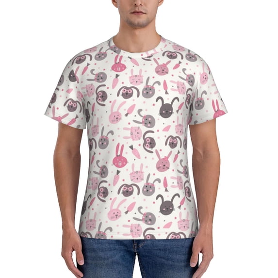 Bixox Men's Rabbit And Carrot Printed Short Sleeve Skinny Athletic T-Shirt
