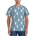 thumbnail image 1 of Bixox Men's Rabbit And Rainbow Printed Short Sleeve Skinny Athletic T-Shirt, 1 of 6