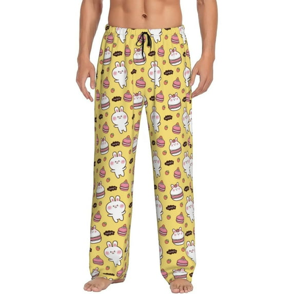 Bixox Men's Rabbit Hunger Patterned Pajama Pants with Pockets Lounge Clothes for Home