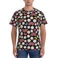 thumbnail image 1 of Bixox Men's Rainbow Flowers Printed Short Sleeve Skinny Athletic T-Shirt, 1 of 6
