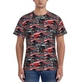 thumbnail image 1 of Bixox Men's Red And Blue Cars Printed Short Sleeve Skinny Athletic T-Shirt, 1 of 6