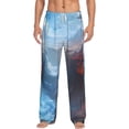 thumbnail image 1 of Bixox Men's Red And Blue Fire Mountains Patterned Pajama Pants with Pockets Lounge Clothes for Home, 1 of 1