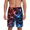 thumbnail image 1 of Bixox Men's Red And Blue Lightning printed lightweight casual shorts, soft sleep shorts with pockets., 1 of 1