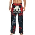 thumbnail image 1 of Bixox Men's Red Black Eastern Panda Warrior Patterned Pajama Pants with Pockets Lounge Clothes for Home, 1 of 5