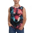 thumbnail image 1 of Bixox Men's Red Flame Wolf Head Printed Shirt Sleeveless Fitness Tank Top-X-Large, 1 of 1