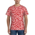 thumbnail image 1 of Bixox Men's Red Hibiscus Flower Printed Short Sleeve Skinny Athletic T-Shirt, 1 of 6