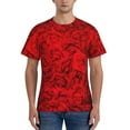 thumbnail image 1 of Bixox Men's Red Rose Printed Short Sleeve Skinny Athletic T-Shirt, 1 of 6