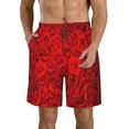 thumbnail image 1 of Bixox Men's Red Rose printing Casual Classic Fit Short Summer Beach Shorts, 1 of 6
