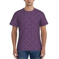 thumbnail image 1 of Bixox Men's Retro Florals Purple Printed Short Sleeve Skinny Athletic T-Shirt, 1 of 6