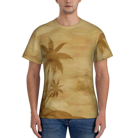 Bixox Men's Retro Palm Tree Printed Short Sleeve Skinny Athletic T-Shirt
