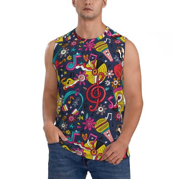 Bixox Men's Rock Music Printed Shirt Sleeveless Fitness Tank Top-X-Large