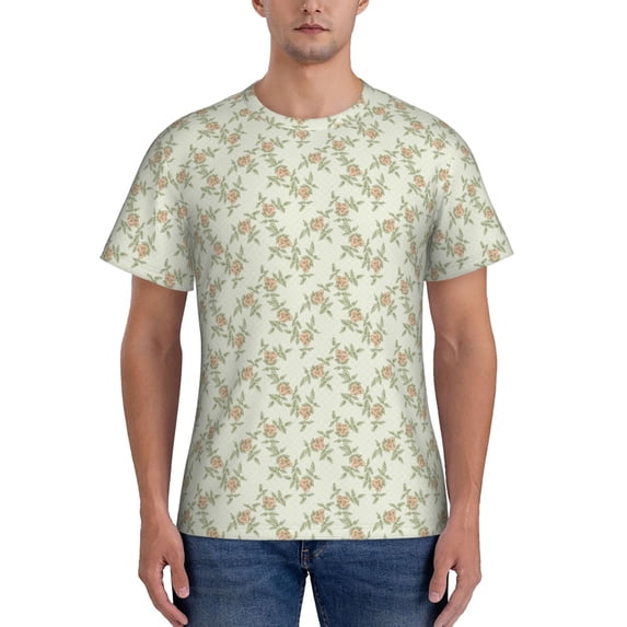 Bixox Men's Rose (2) Printed Short Sleeve Skinny Athletic T-Shirt