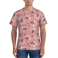 thumbnail image 1 of Bixox Men's Rose Flowers Printed Short Sleeve Skinny Athletic T-Shirt, 1 of 6