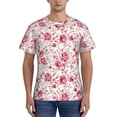 thumbnail image 1 of Bixox Men's Rose Flowers Printed Short Sleeve Skinny Athletic T-Shirt, 1 of 6