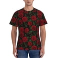 thumbnail image 1 of Bixox Men's Rose Printed Short Sleeve Skinny Athletic T-Shirt, 1 of 1