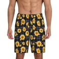 thumbnail image 1 of Bixox Men's Royal Blue Plaid Sunflower printed lightweight casual shorts, soft sleep shorts with pockets., 1 of 5