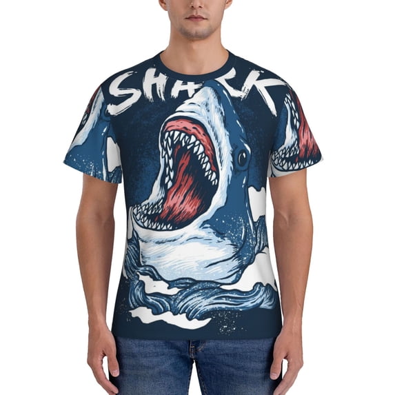 Bixox Men's Shark Printed Short Sleeve Skinny Athletic T-Shirt