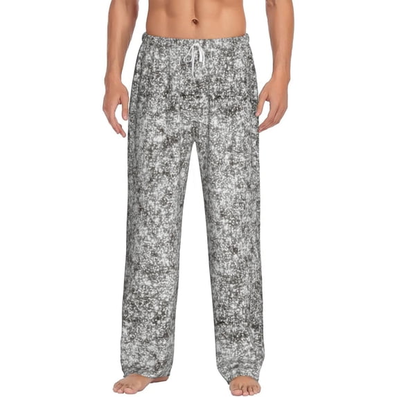 Bixox Men's Silver Glitter Patterned Pajama Pants with Pockets Lounge Clothes for Home
