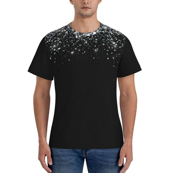 Bixox Men's Silver Glitter1 Printed Short Sleeve Skinny Athletic T-Shirt