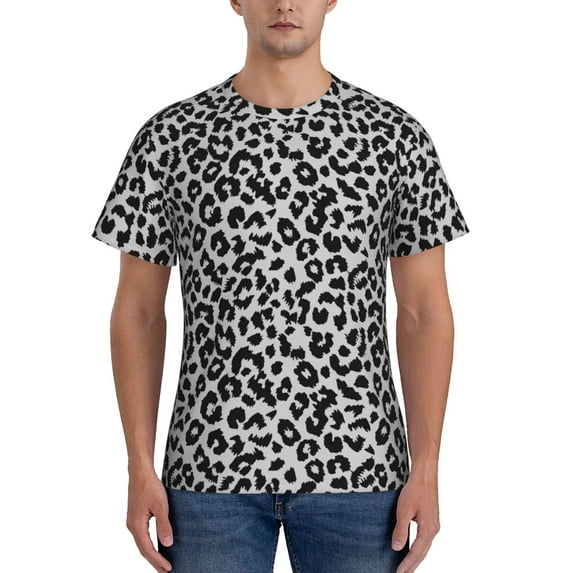 Bixox Men's Similar To Leopard Print Printed Short Sleeve Skinny Athletic T-Shirt