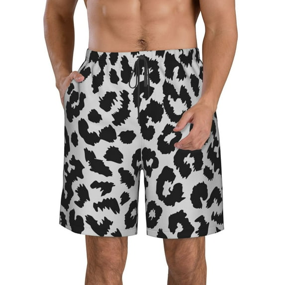 Bixox Men's Similar To Leopard Print printing Casual Classic Fit Short Summer Beach Shorts