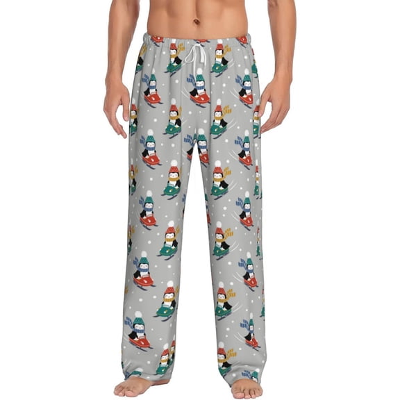 Bixox Men's Skiing penguin Patterned Pajama Pants with Pockets Lounge Clothes for Home