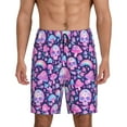 thumbnail image 1 of Bixox Men's Skull Rainbow Mushroom printed lightweight casual shorts, soft sleep shorts with pockets., 1 of 1