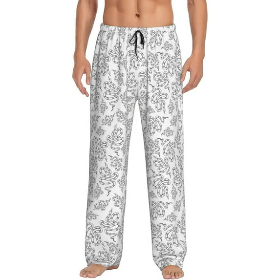 Bixox Men's Snake Patterned Pajama Pants with Pockets Lounge Clothes for Home